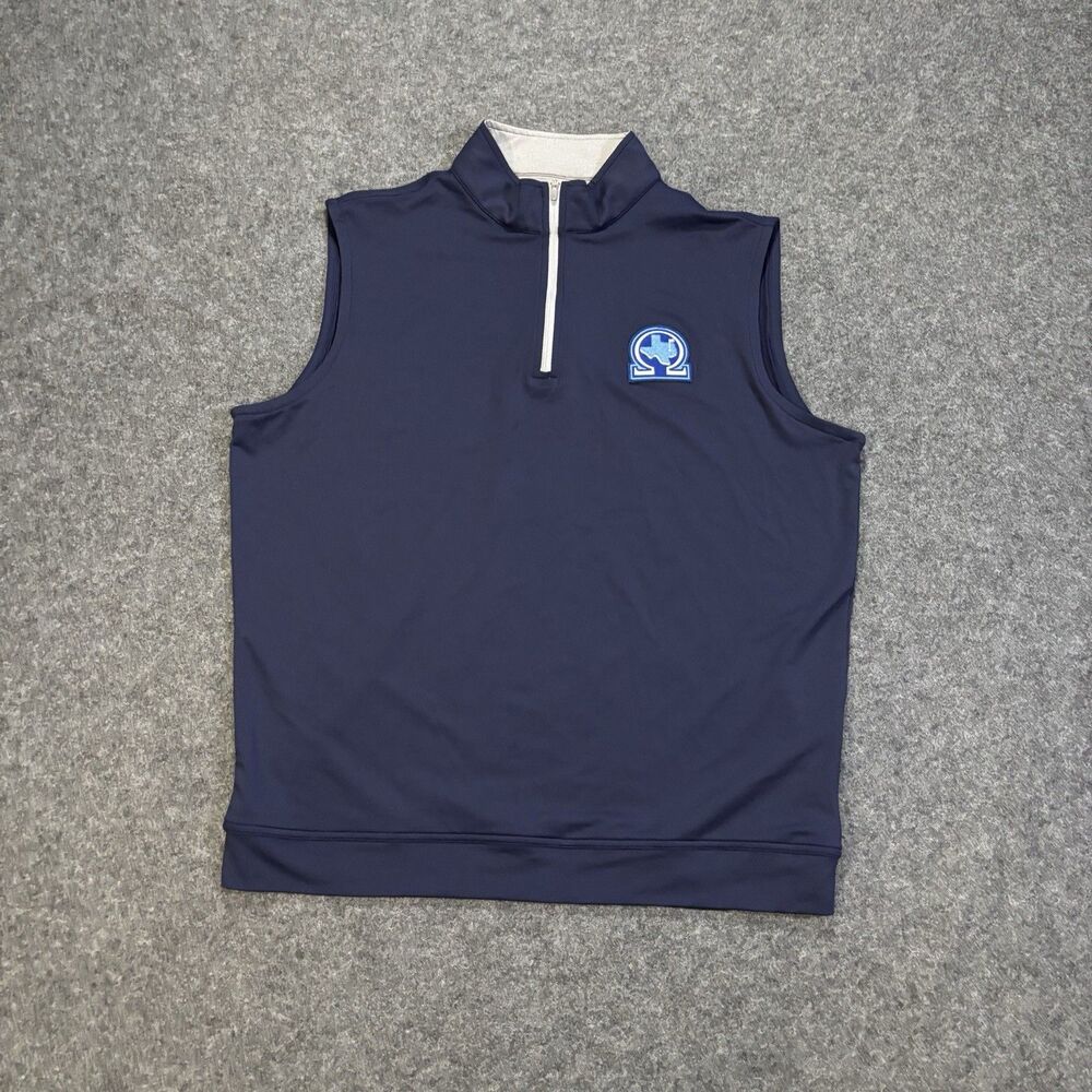 Peter Millar Galway 1/4 Zip Vest Men’s Large Pullover Blue Logo